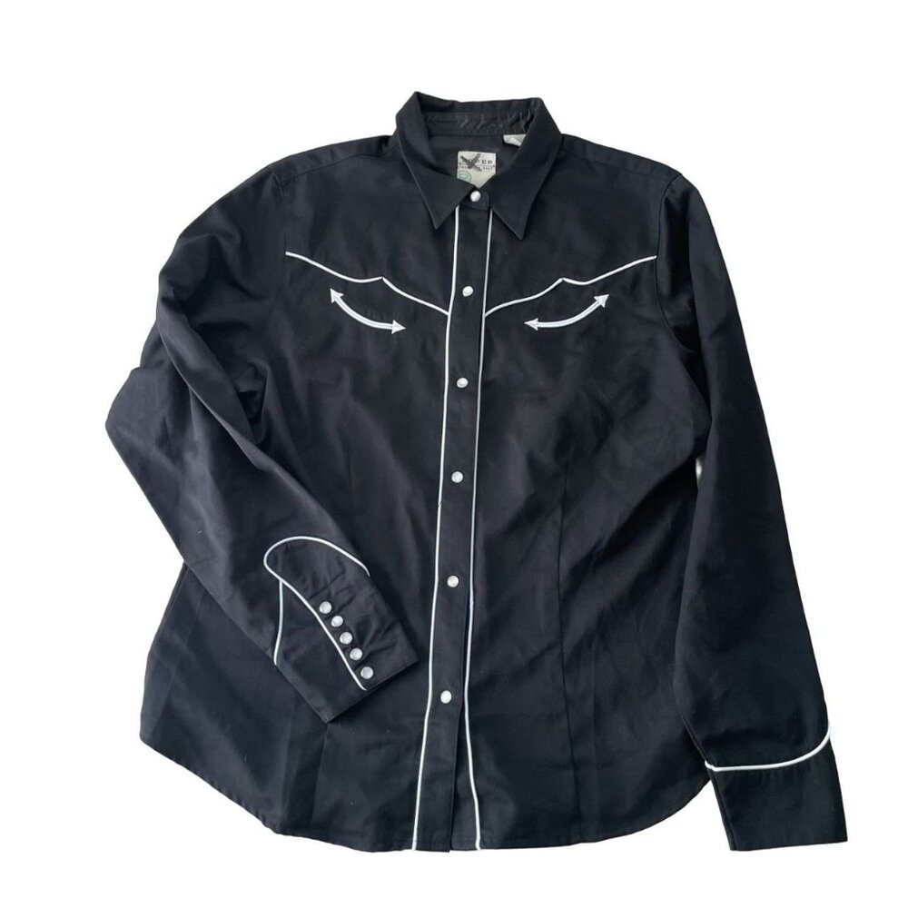 Roper Pearl Snap Western Shirt Women's XL Black Cowboy Country Rodeo